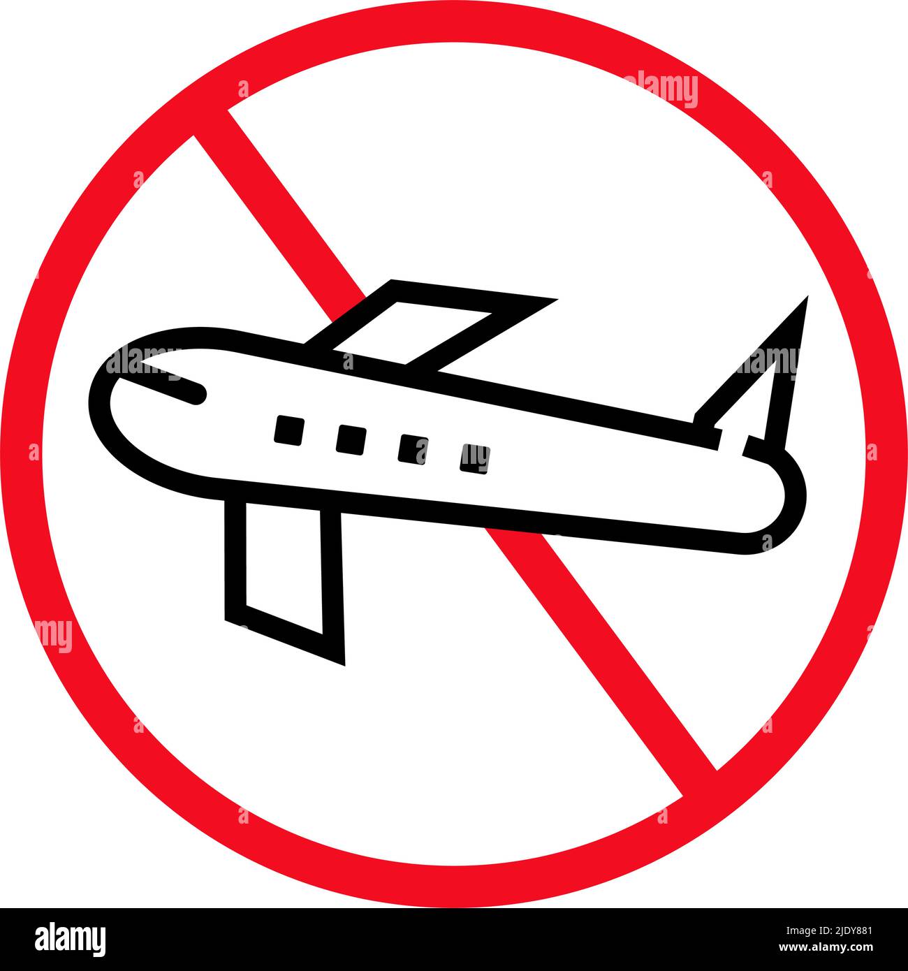Reisebeschränkungen. Kein Flugzeug erlaubt. Bearbeitbarer Vektor. Stock Vektor