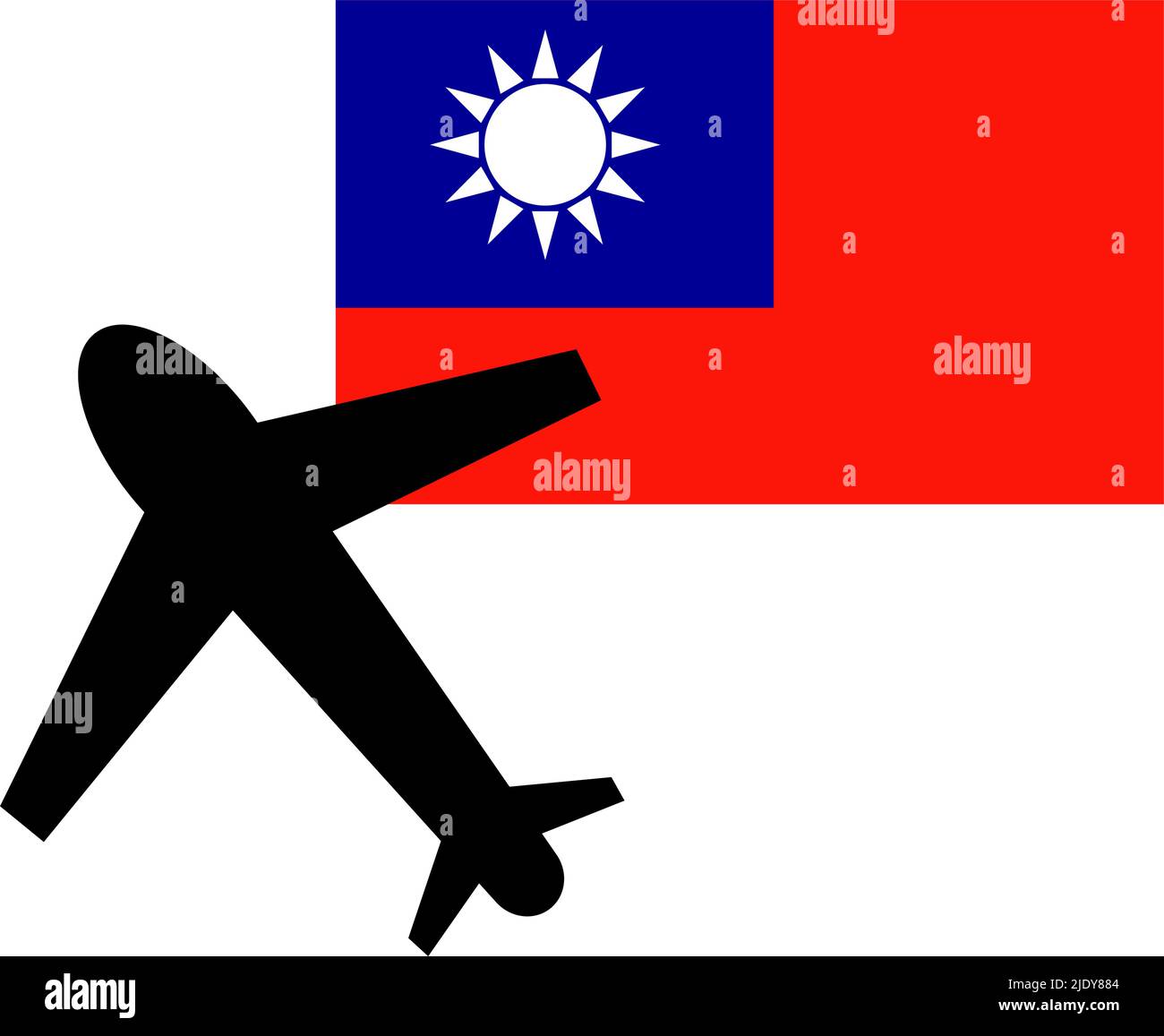 Taiwanesische Flagge und Flugzeugsymbol. Bearbeitbarer Vektor. Stock Vektor