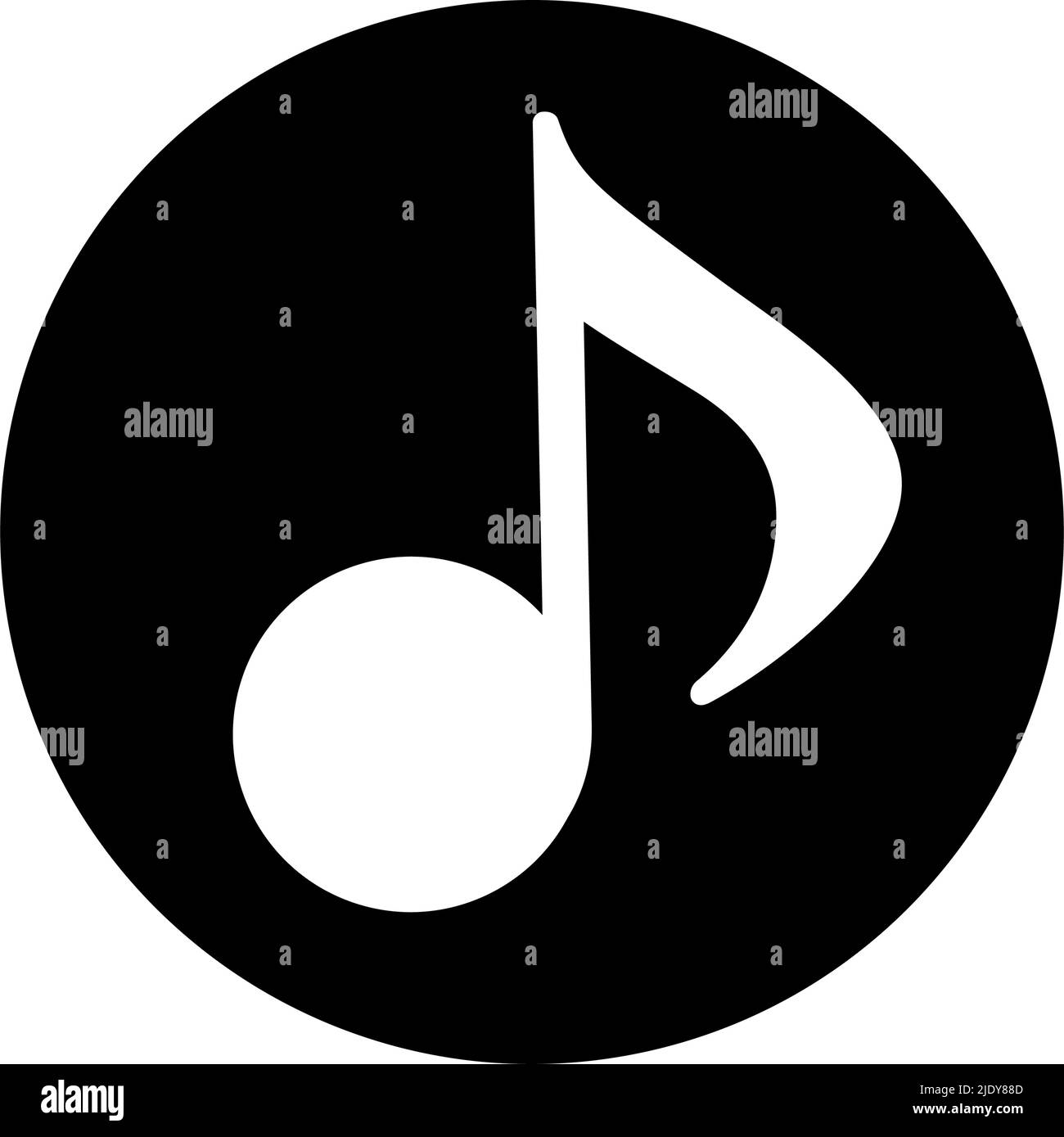 Schwarzes Symbol für eine Musiknote mit einem Kreis. Rhythmus und Beat. Bearbeitbarer Vektor. Stock Vektor