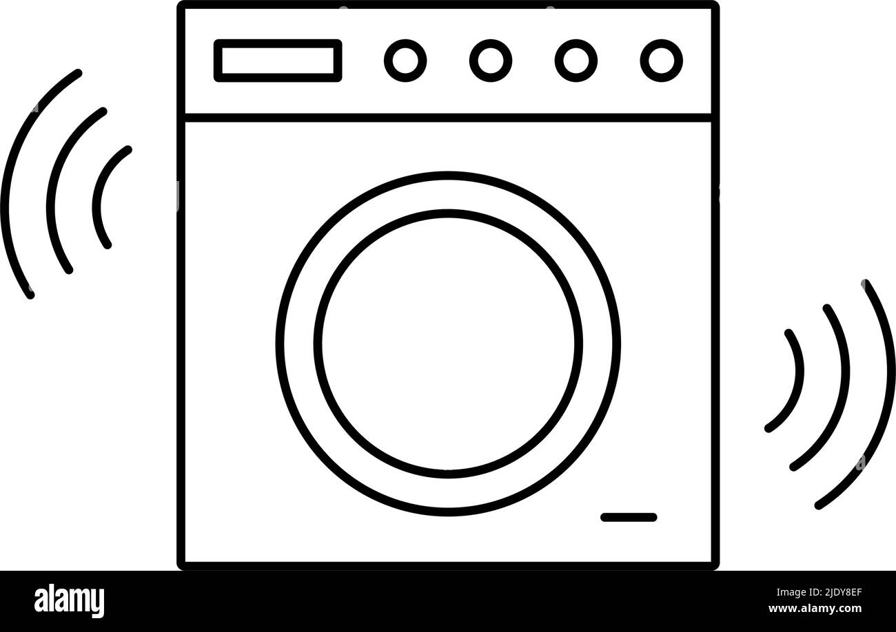 Symbol einer vibrierenden Waschmaschine. Bearbeitbarer Vektor. Stock Vektor