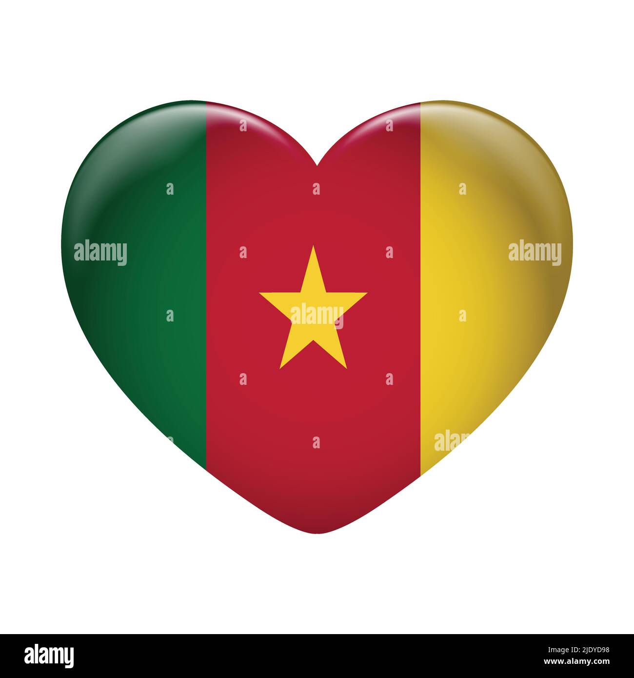 Kamerun Flaggensymbol isoliert auf weißem Hintergrund. Kamerun-Flagge. Flaggensymbol glänzend. Stock Vektor
