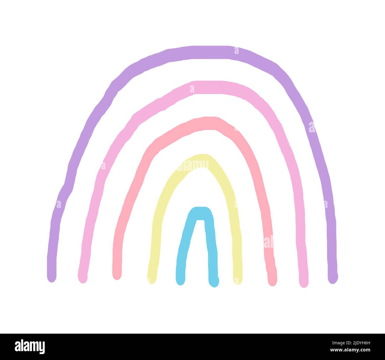 Rainbow pantone pastellt handgezeichnete niedliche Tagebuch-Aufkleber für Kinder Stockfoto