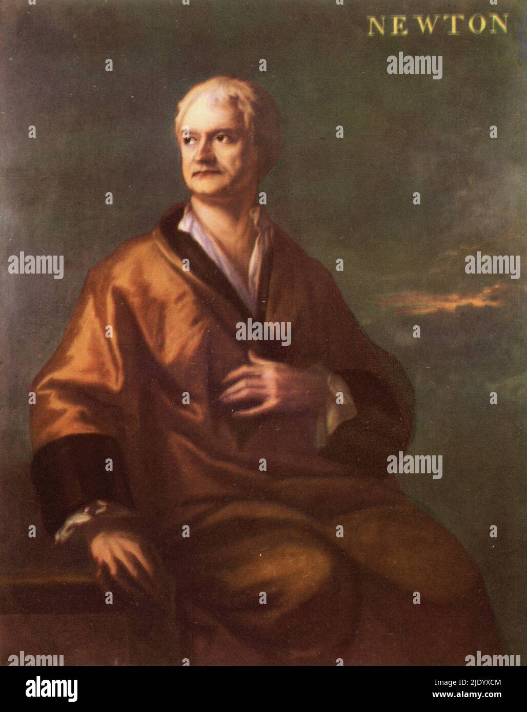 Sir Isaac Newton (1642-1727), c1712. Von Sir James Thornhill (1675/1676-1734). Englischer Mathematiker, Physiker, Astronom, Alchemist, Theologe und Autor. Newton gilt als einer der einflussreichsten Mathematiker, Physiker und Wissenschaftler aller Zeiten. Stockfoto