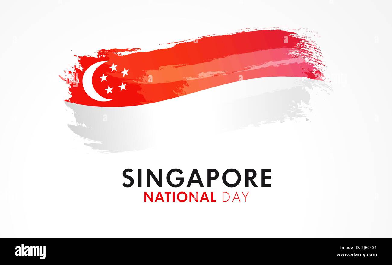 Singapur Nationalfeiertag Banner mit Aquarellflagge. 57 Jahre Jahrestag des Nationaltages von Singapur am 9. August, feier der republik. Vektorgrafik Stock Vektor