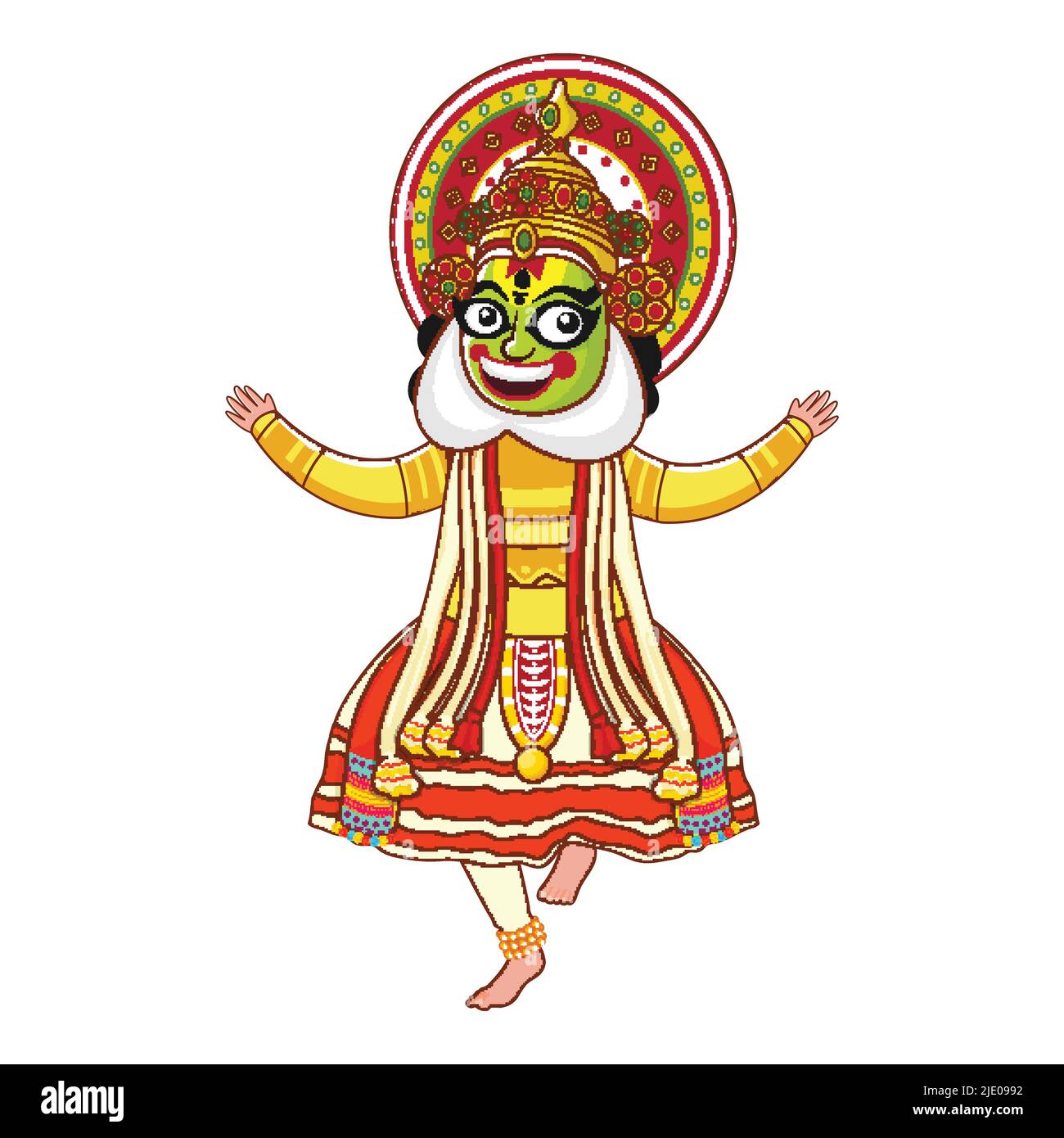 Kathakali Tänzerin, Die Auf Weißem Hintergrund Aufführt. Stock Vektor