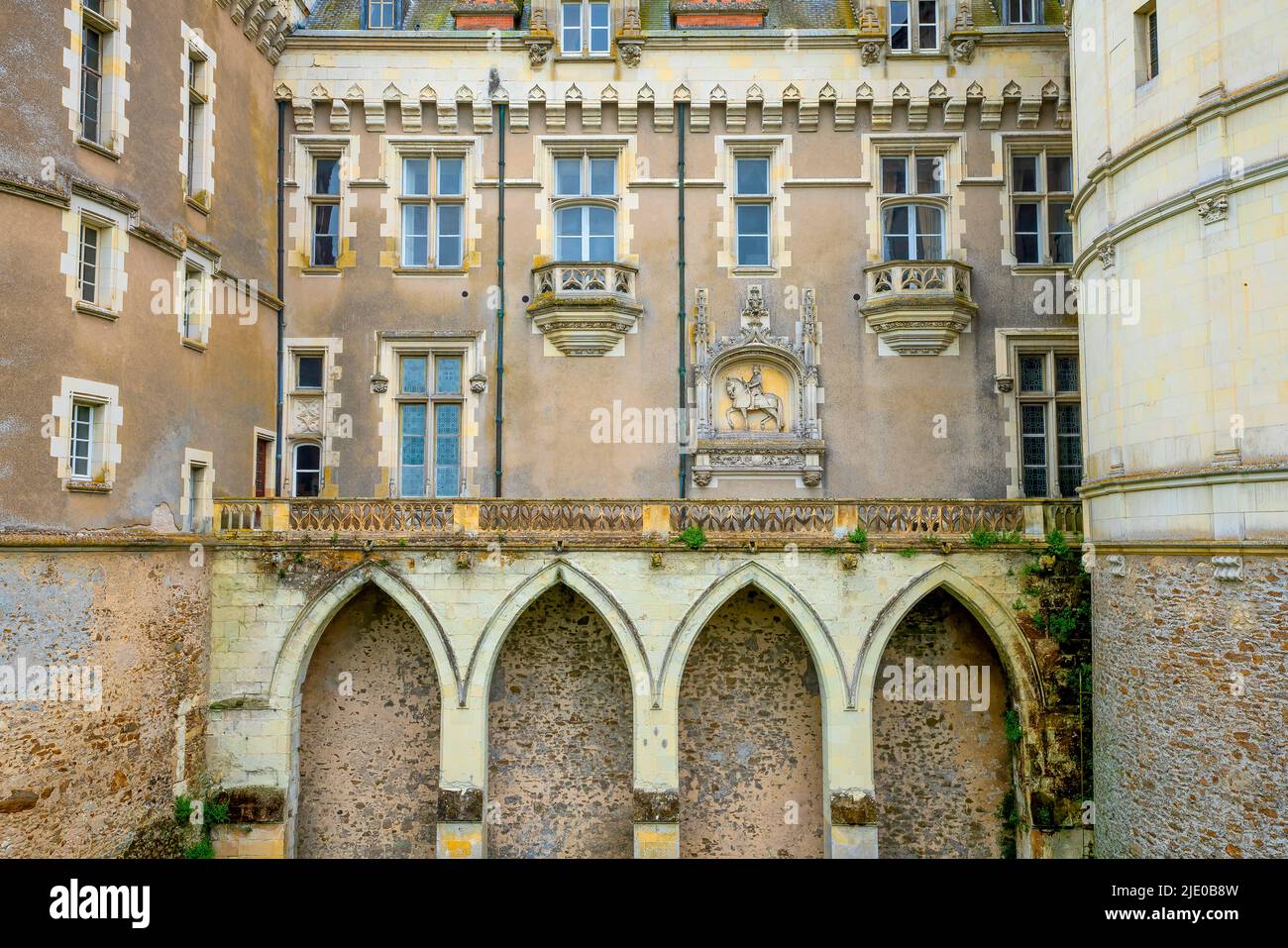 Le Lude, Schloss, château, Gemeinde Le Lude, Departement Sarthe, Region, Pays de la Loire, Frankreich, Architektur, Architektur, Architektur, Bank, ri Stockfoto