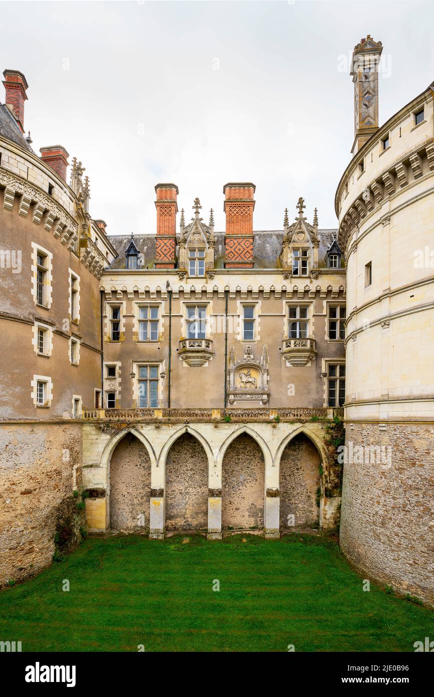 Le Lude, Schloss, château, Gemeinde Le Lude, Departement Sarthe, Region, Pays de la Loire, Frankreich, Architektur, Architektur, Architektur, Bank, ri Stockfoto