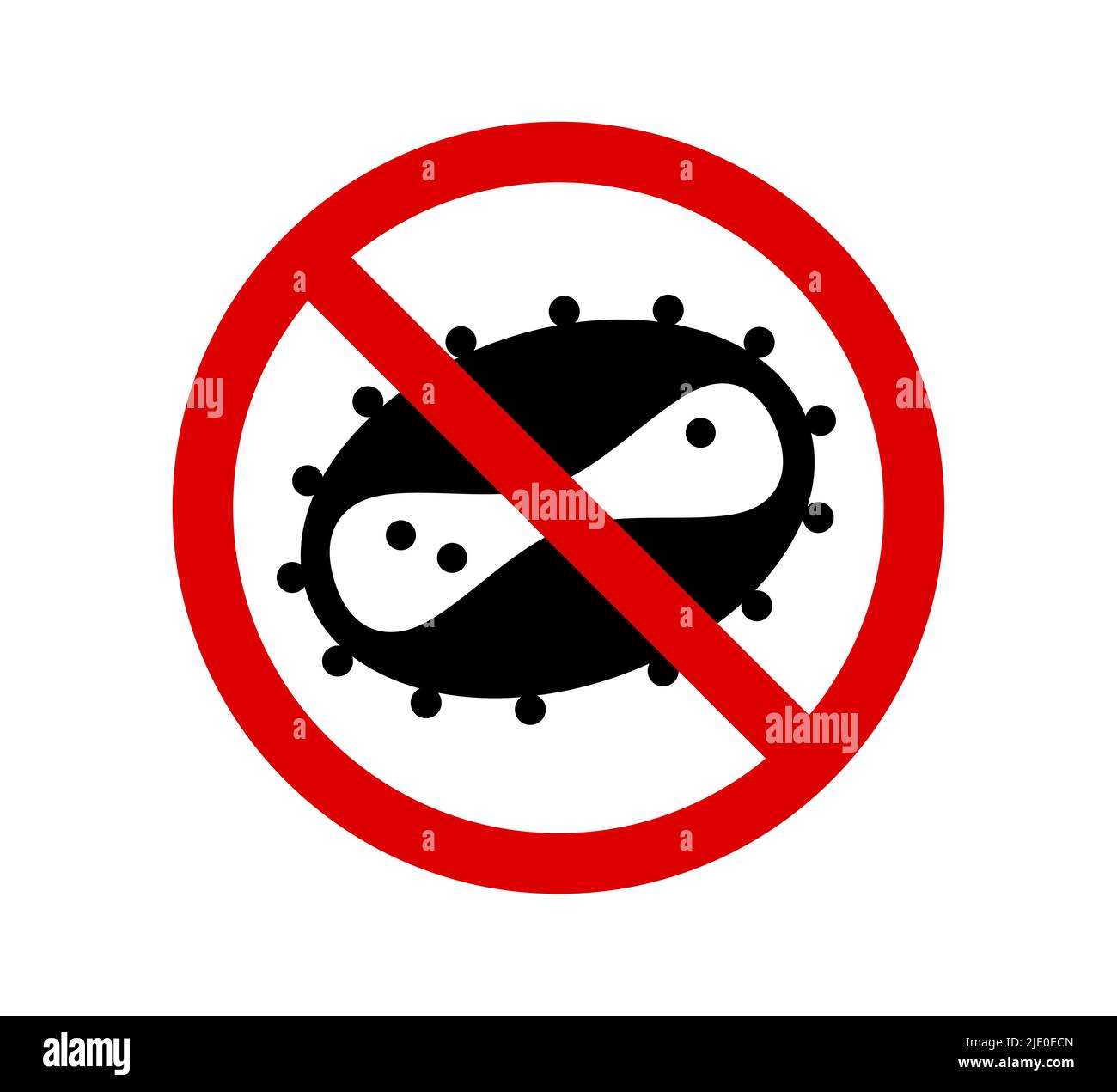 Monkeypox Vorsicht rotes Zeichen. Symbol zum Stoppen des Virenausbruchs des Affenpocken-Virus. Gefahr und Risiko für die öffentliche Gesundheit Krankheiten und Epidemien. Pandemisches medizinisches Konzept mit gefährlichem Zellsymbol. MPV MPVX Risiko isolierter Vektor Stock Vektor