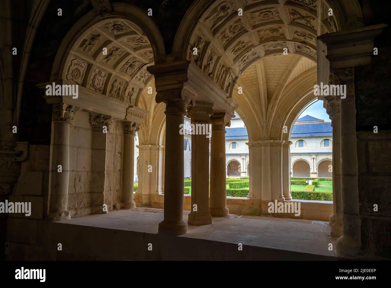 Die königliche Abtei unserer Lieben Frau von Fontevraud oder Fontevrault (auf Französisch: abbaye de Fontevraud) war ein Kloster im Dorf Fontevraud-l'Abbaye, in der Nähe Stockfoto