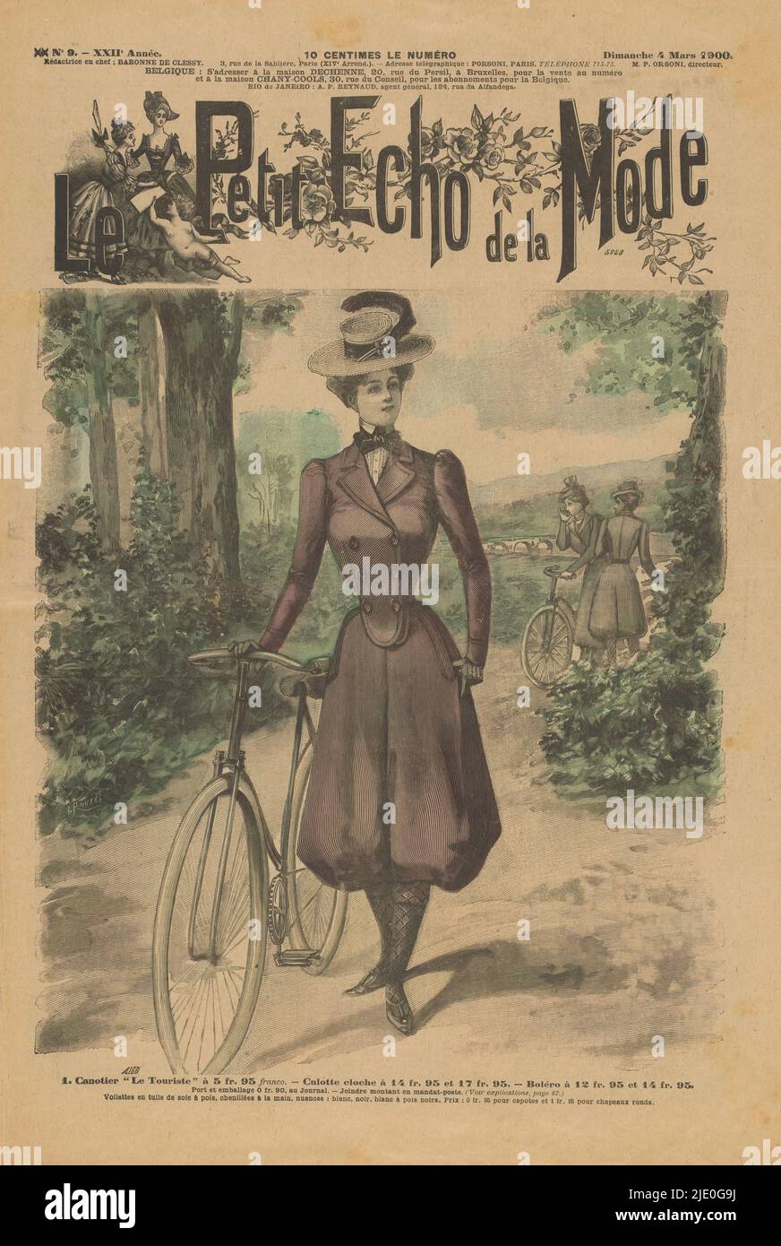 The Fashion Magazine As Temptress, La Mode du Petit Journal: Supplement, No. 9, 12. Année: Dimanche 4 Mars 1900: 1. Robe longue pour Baby de Six mois..., Doppelseite im La Mode du Petit Journal: Supplement, Dimanche 4 Mars 1900: Links: Acht Beispiele von Baby- und Kinderkleidung; rechts: Sieben Beispiele von 'Costumes de ville' mit passenden Hüten. La Mode du Petit Journal war die wöchentliche Modebeilage zum Le Petit Journal, einer Pariser Wochenzeitung, die zwischen 1836 und 1944 veröffentlicht wurde. Druckerei: Anonym, Verlag: Anonym, Paris, 1905, Papier, Gravur, Höhe 445 mm × Breite 622 mm Stockfoto