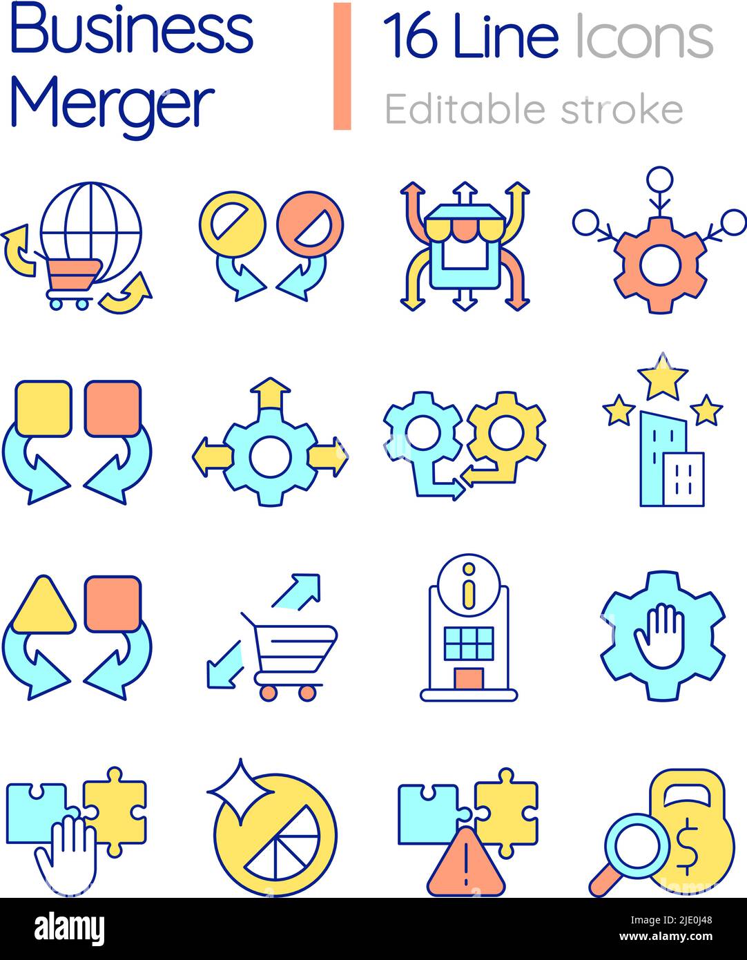 RGB-Farbsymbole für Unternehmenszusammenschlüsse und -Konsolidierung Stock Vektor