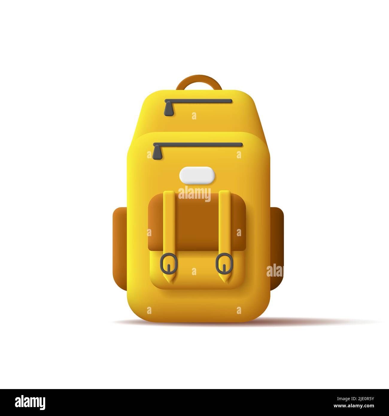 Gelber Rucksack 3D Symbol, Schule oder Reise digitale Illustration Stock Vektor