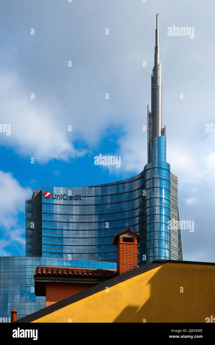 Architektur Mailand UniCredit Tower Projekt des Architekten Cesar Pélli 4. Stockfoto