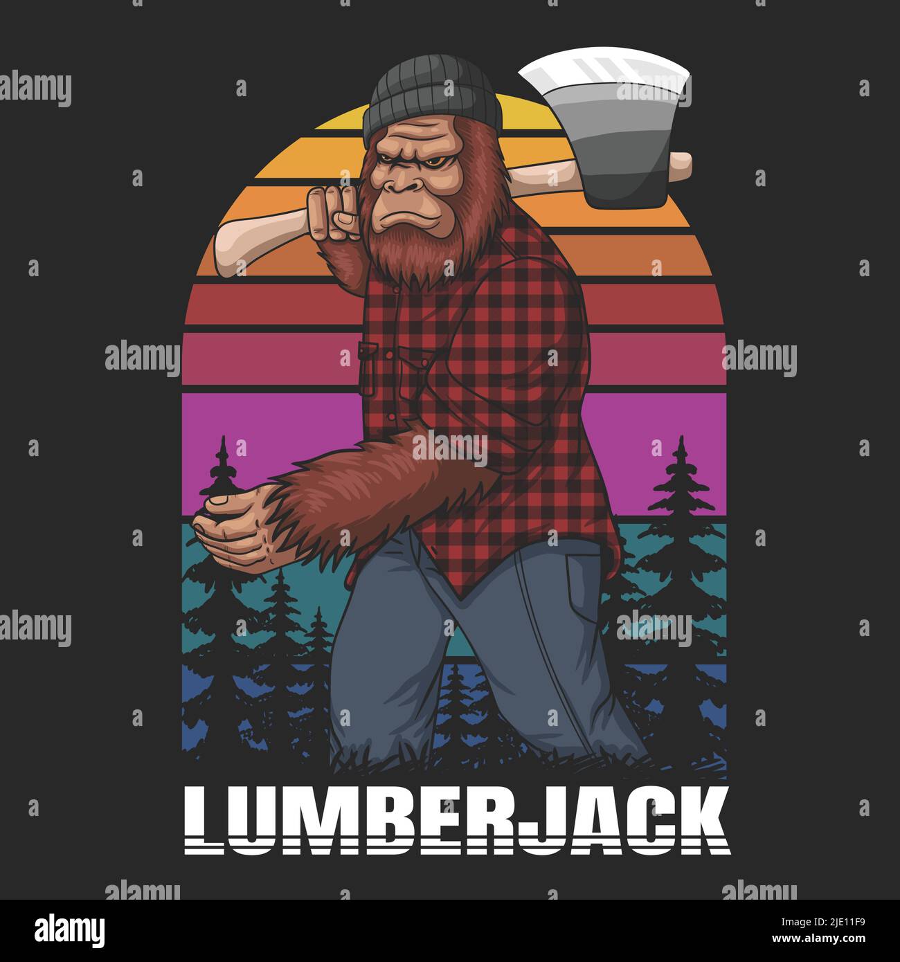 Vektorgrafik Bigfoot Holzfäller Stock Vektor