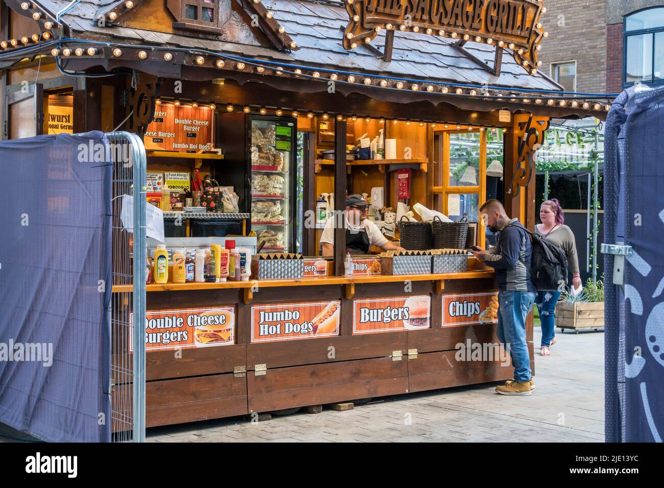 The Sausage Grill Convenience Food Stand Stockfoto