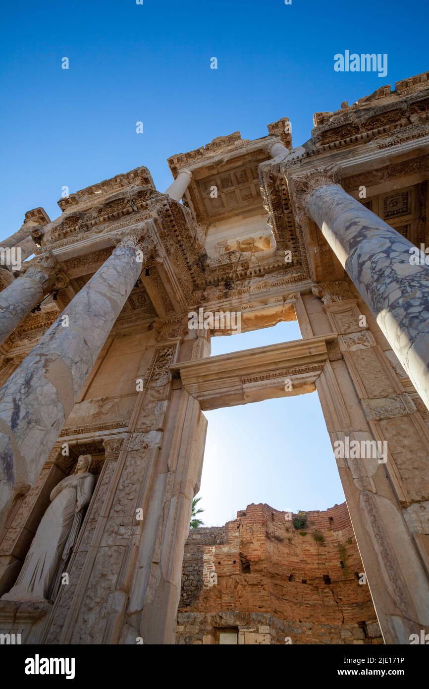 Bibliothek von Celsus, Ephesus, Türkei, Asien Stockfoto