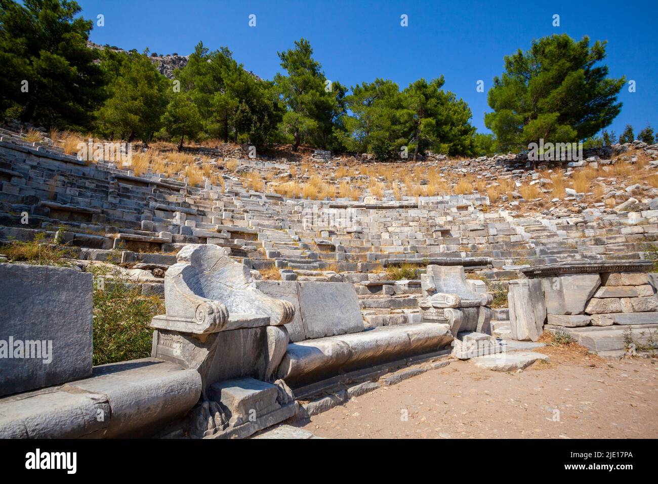 Theater, antike Stadt Priene, Türkei, Asien. Stockfoto