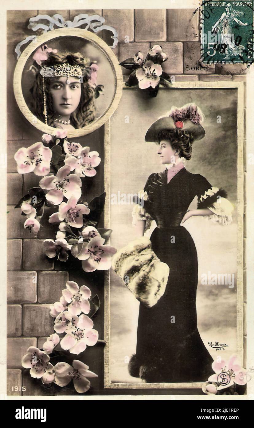 Porträt von Cécile Sorel 005 - Klassische französische Theatergeschichte Stockfoto