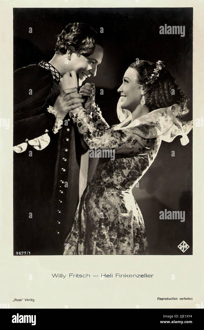 Porträt von Heli Finkenzeller und Willy Fritsch in Boccacio (1936) - Filmstar des Deutschen Dritten Reiches Stockfoto