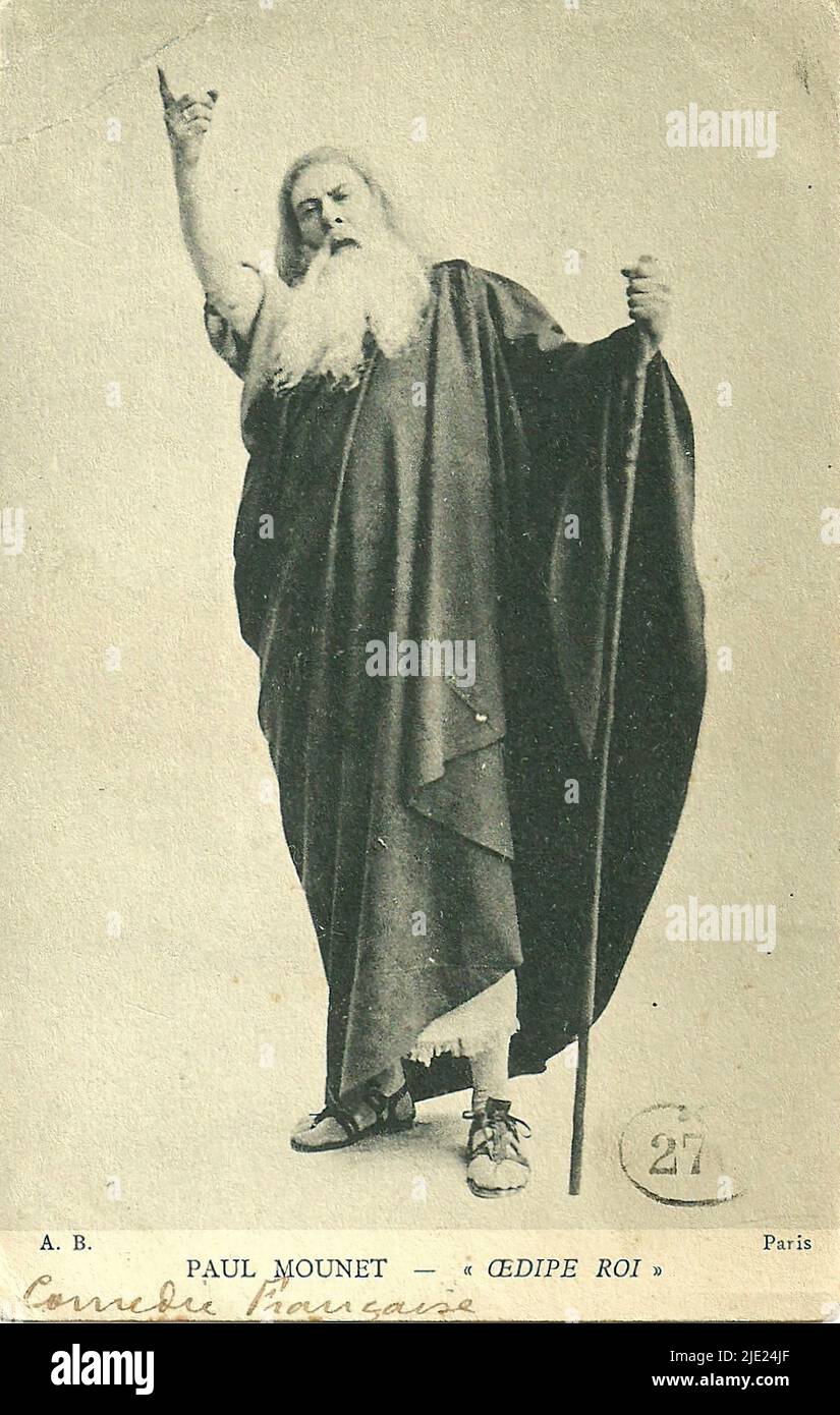 Porträt von Paul Mounet in Oedipe roi - französische Theaterklassiker-Ära Stockfoto
