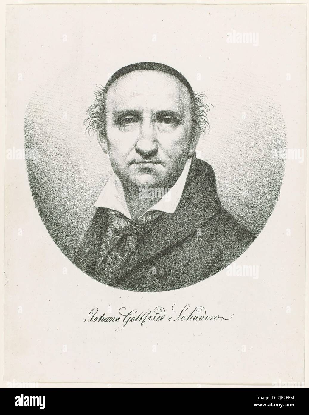 Selbstportrait von Johann Gottfried Schadow, Johann Gottfried Schadow (Titel auf Objekt), Selbstportrait von Schadow im Alter von sechzig Jahren im Oval., Druckerei: Gottfried Schadow, (auf Objekt genannt), Berlin, 1825, Papier, Höhe 247 mm × Breite 197 mm Stockfoto