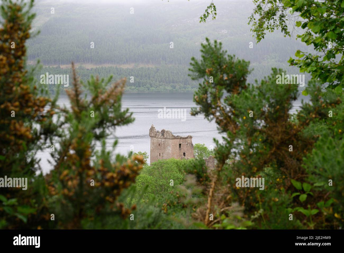 Urquhart Castle am Ende von Loch Ness Stockfoto