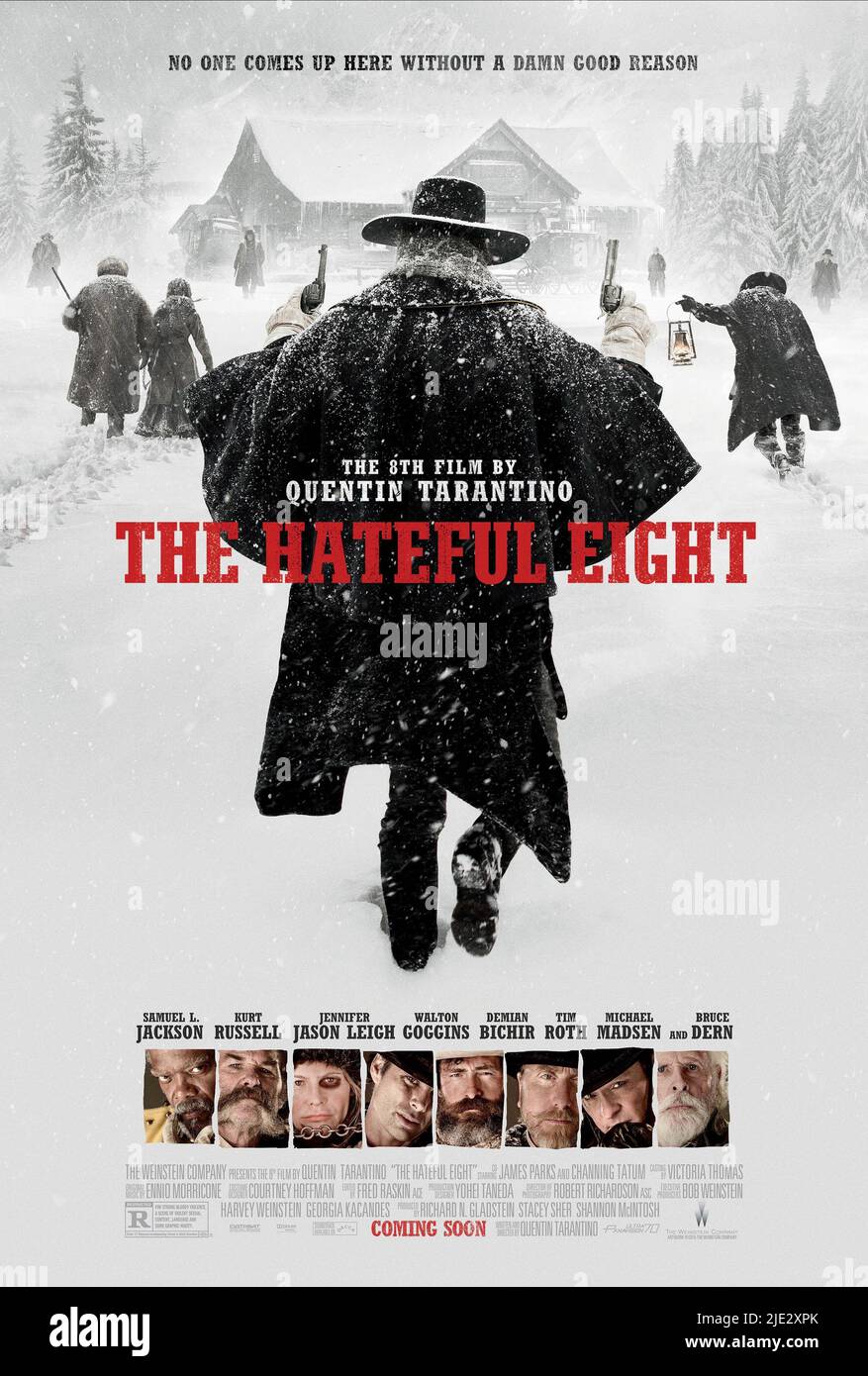 JACKSON, RUSSELL, LEIGH, GOGGINS, BICHIR, ROTH, MADSEN, POSTER, THE HATEFUL EIGHT, 2015 Stockfoto