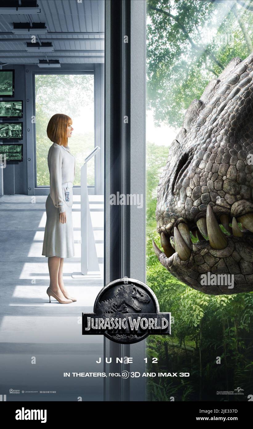 FILMPOSTER BRYCE DALLAS HOWARD, JURASSIC WORLD, 2015 Stockfoto