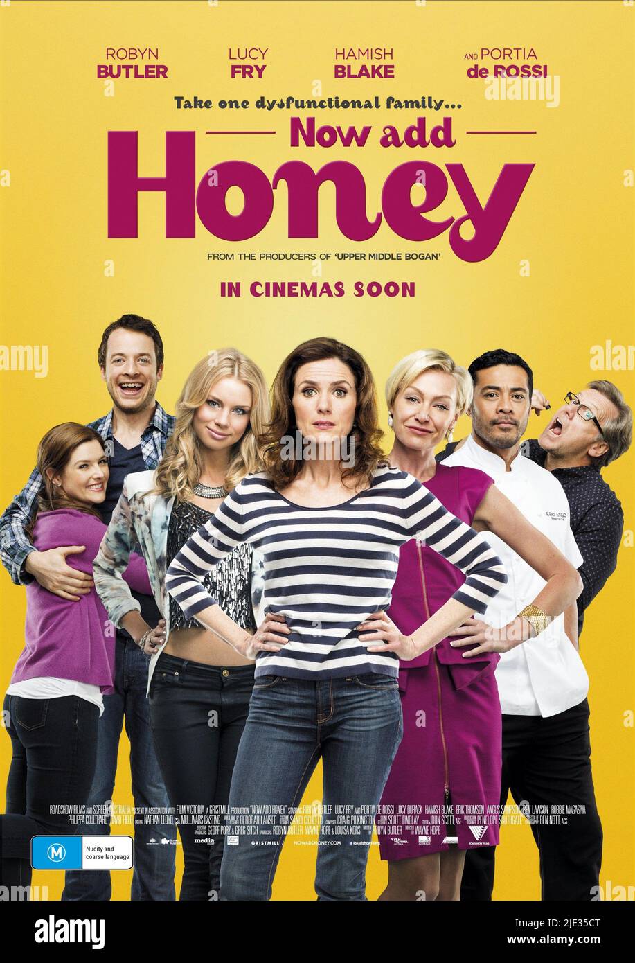 HAMISH BLAKE, LUCY FRY, ROBYN BUTLER, PORTIA DE ROSSI, ROBBIE MAGASIVA, Plakat, JETZT HINZUFÜGEN HONIG, 2015 Stockfoto