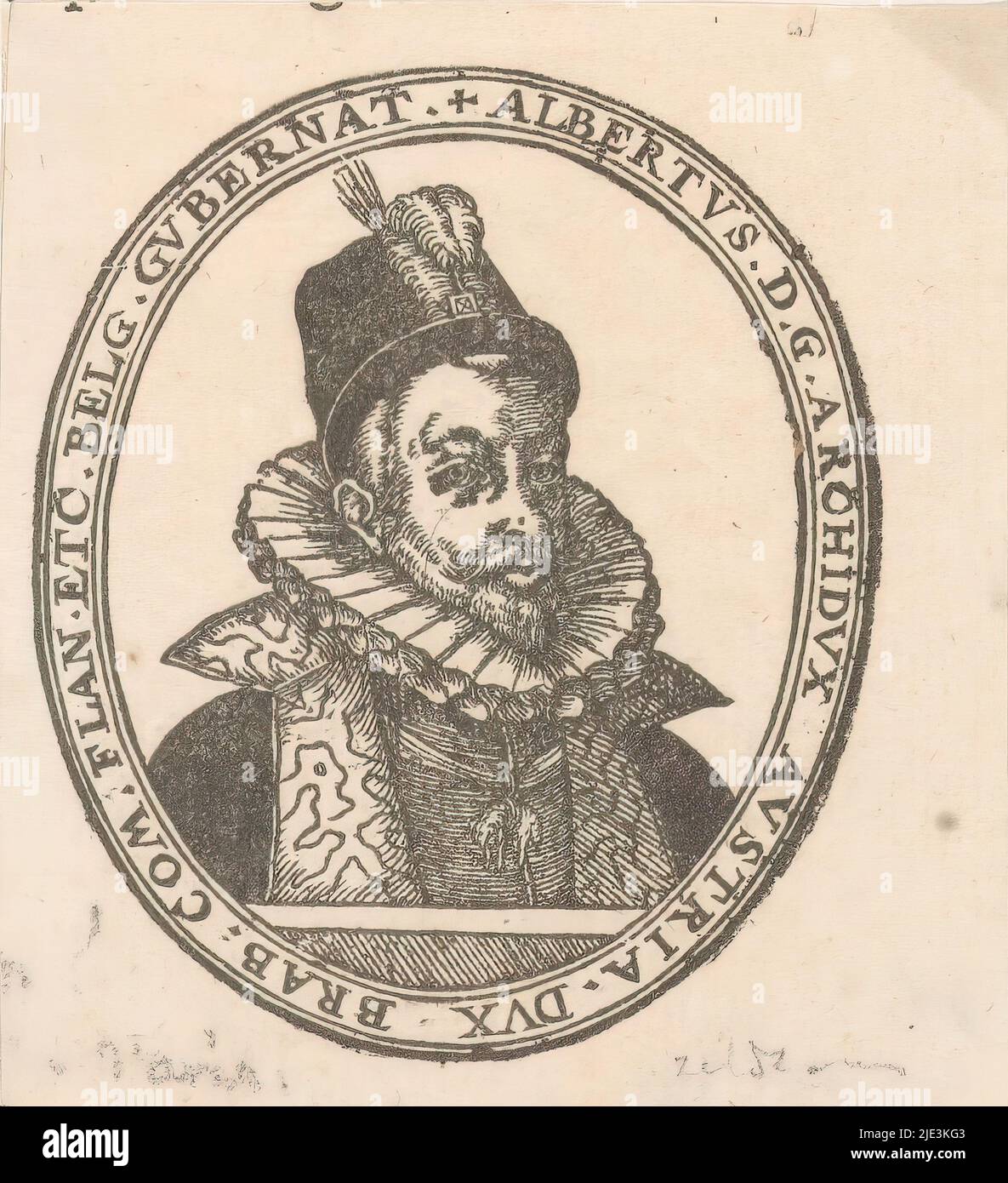 Porträt Albrechts, Erzherzog von Österreich, Druckerei: Anonym, 1700 - 1799, Papier, Höhe 80 mm × Breite 73 mm Stockfoto