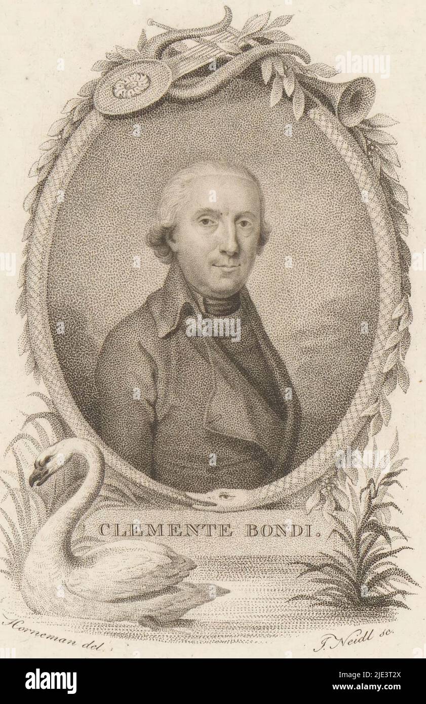 Porträt von Clemente Bondi, Druckerei: Johann Josef Neidl, (auf Objekt erwähnt), Zwischenzeichner: Christian Hornemann, (auf Objekt erwähnt), 1786 - 1832, Papier, H 192 mm - B 134 mm Stockfoto