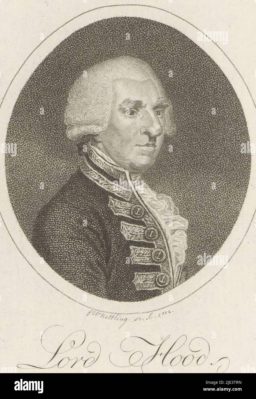 Porträt von Samuel Hood, Druckerei: Friedrich Wilhelm Nettling, (auf Objekt erwähnt), 1802, Papier, H 156 mm - B 120 mm Stockfoto