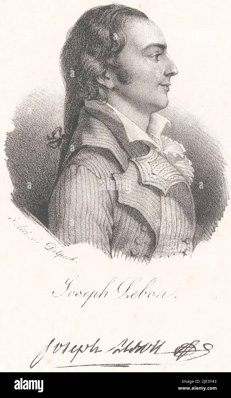 Porträt von Joseph Le Bon, anonym, veuve Delpech (Naudet), in oder nach 1818 - in oder vor 1842, Druckerei: Anonym, Drucker: veuve Delpech (Naudet), (auf Objekt erwähnt), Paris, in oder nach 1818 - in oder vor 1842, Papier, H 275 mm - B 179 mm Stockfoto