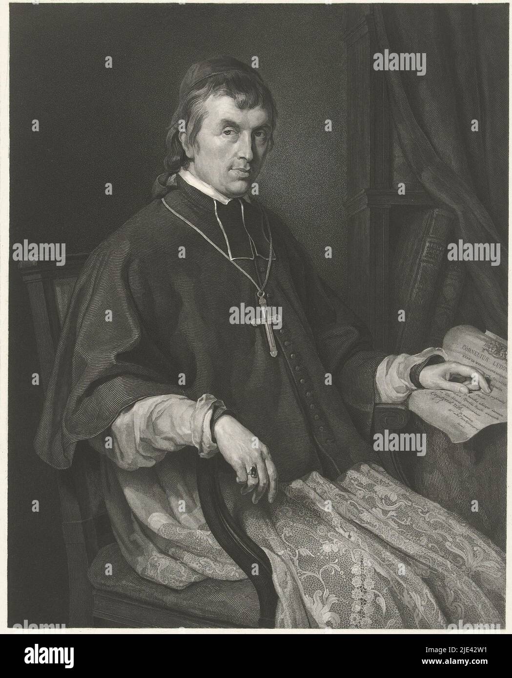 Porträt von Cornelius Ludovicus Baron van Wijkerslooth Bischof von Curium, Henricus Wilhelmus Couwenberg, nach Charles van Beveren, 1837, Druckerei: Henricus Wilhelmus Couwenberg, nach: Charles van Beveren, Amsterdam, 1837, Papier, Stahlstich, H 465 mm × B 340 mm Stockfoto
