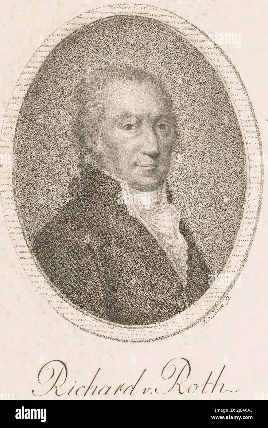 Porträt von Johann Richard von Roth, Johann Carl Bock, 1767 - 1843, Druckerei: Johann Carl Bock, (auf Objekt erwähnt), Neurenberg, 1767 - 1843, Papier, Ätzung, H 159 mm - B 109 mm Stockfoto