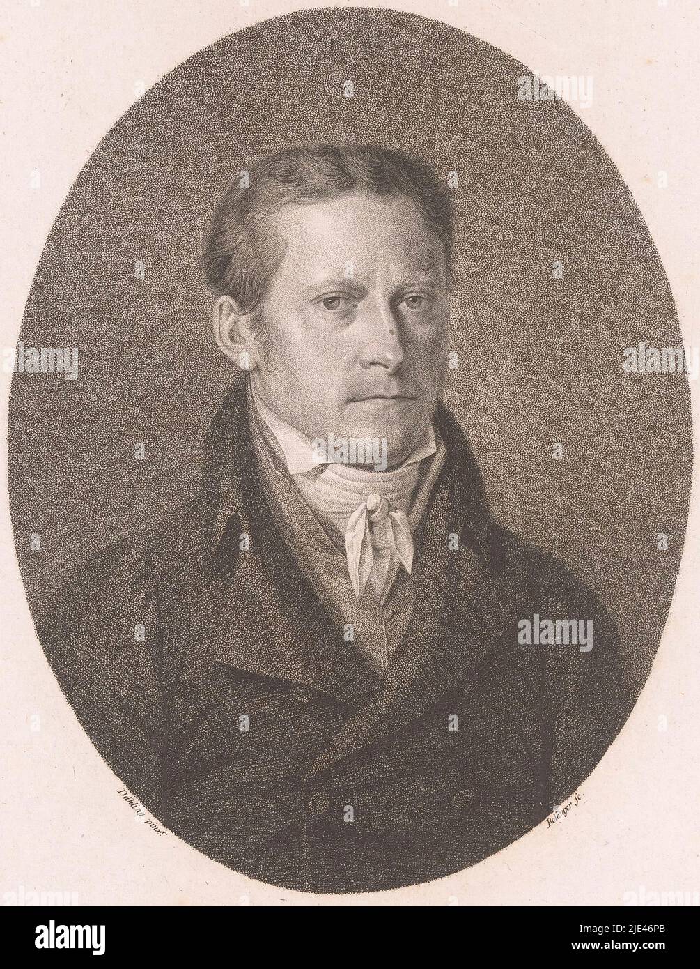 Porträt von Ernst Horn, Friedrich Wilhelm Bollinger, nach Heinrich Anton Dähling, 1816, Druckerei: Friedrich Wilhelm Bollinger, (auf Objekt erwähnt), nach: Heinrich Anton Dähling, (auf Objekt erwähnt), Verlag: Gaspare Weiss et Co., (auf Objekt erwähnt), Berlin, 1816, Papier, H 272 mm - B 206 mm Stockfoto