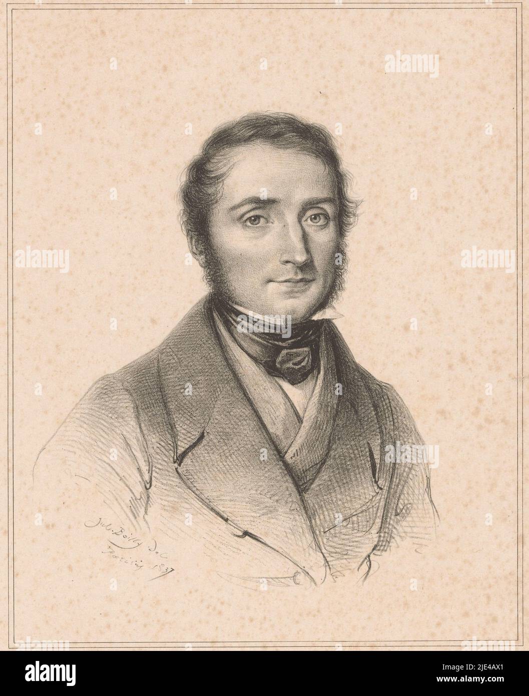 Porträt des Chemikers Justus von Liebig, Julien-Léopold Boilly, 1837, Druckerei: Julien-Léopold Boilly, (auf Objekt erwähnt), Drucker: Thierry Frères, (auf Objekt erwähnt), Paris, 1837, Papier, H 345 mm × B 249 mm Stockfoto