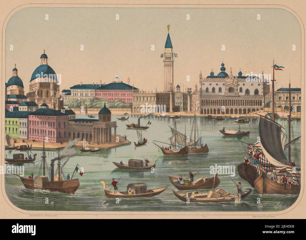 Ansicht von Venedig vom Canal Grande, anonym, 1870 - 1889, Druckerei: Anonym, Verlag: Charles Burckhardt, (Auf Objekt erwähnt), Wissembourg, 1870 - 1889, Papier, H 488 mm × B 640 mm Stockfoto