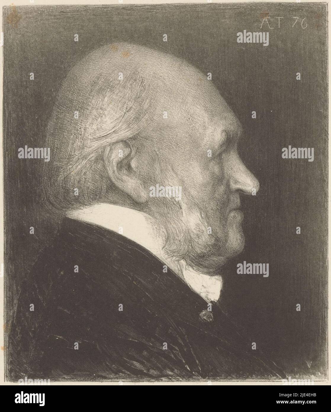 Porträt der Nicolaas Beets, Jan Veth, 1891, Druckerei: Jan Veth, (auf Objekt erwähnt), 1891, Papier, H 383 mm × B 330 mm, FTZYC Doctype Stockfoto