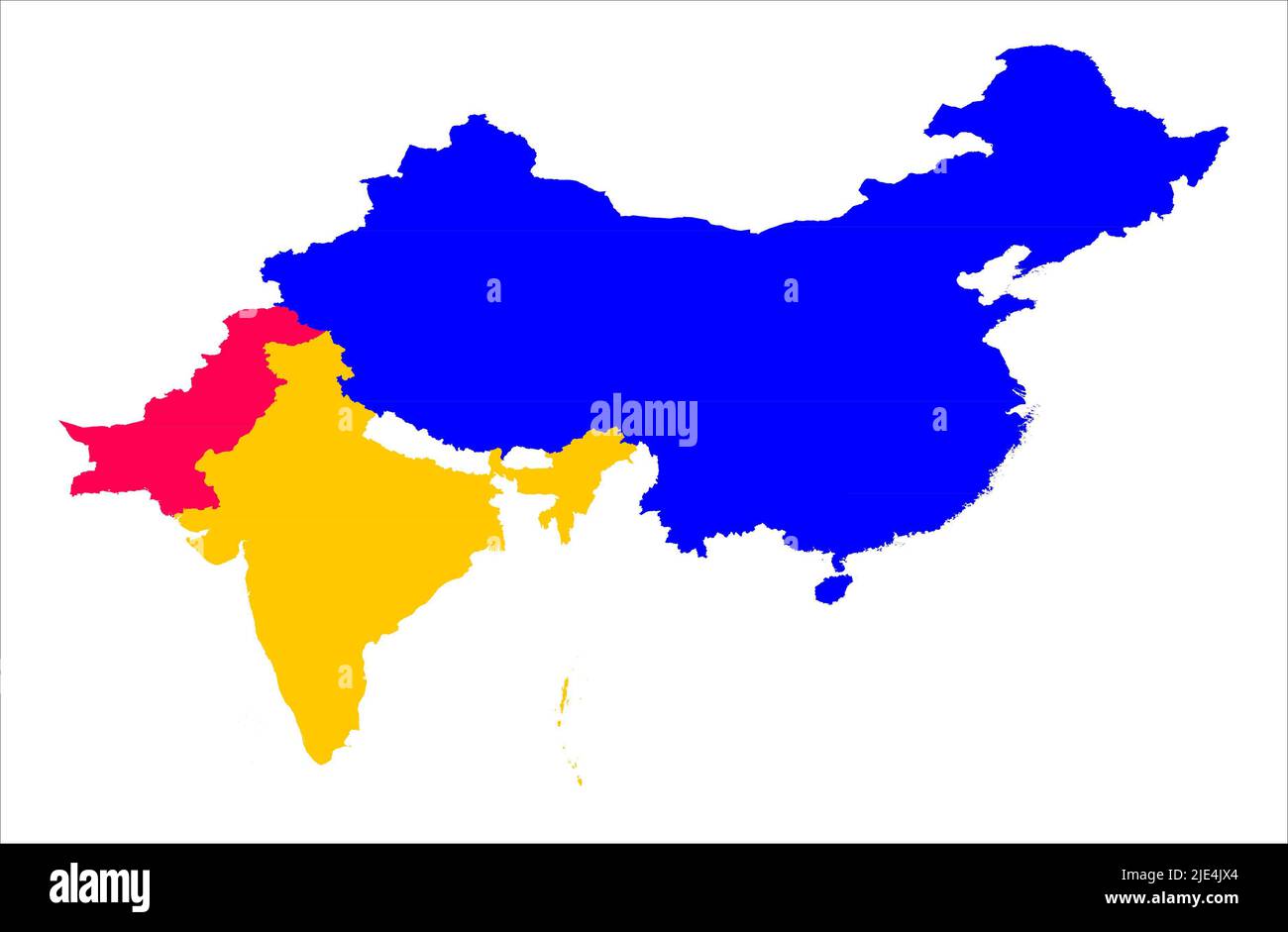 China Indien und Pakistan Vektor-Karte Abbildung auf weißem Hintergrund Stockfoto