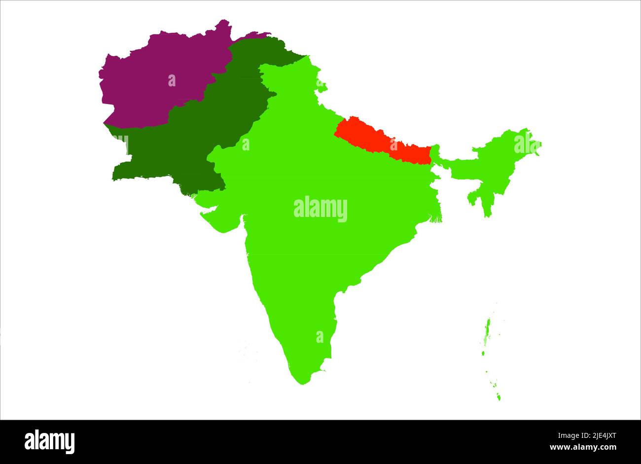Nepal Indien und Pakistan Vektor-Karte Illustration auf weißem Hintergrund, am besten für Tapeten Stockfoto