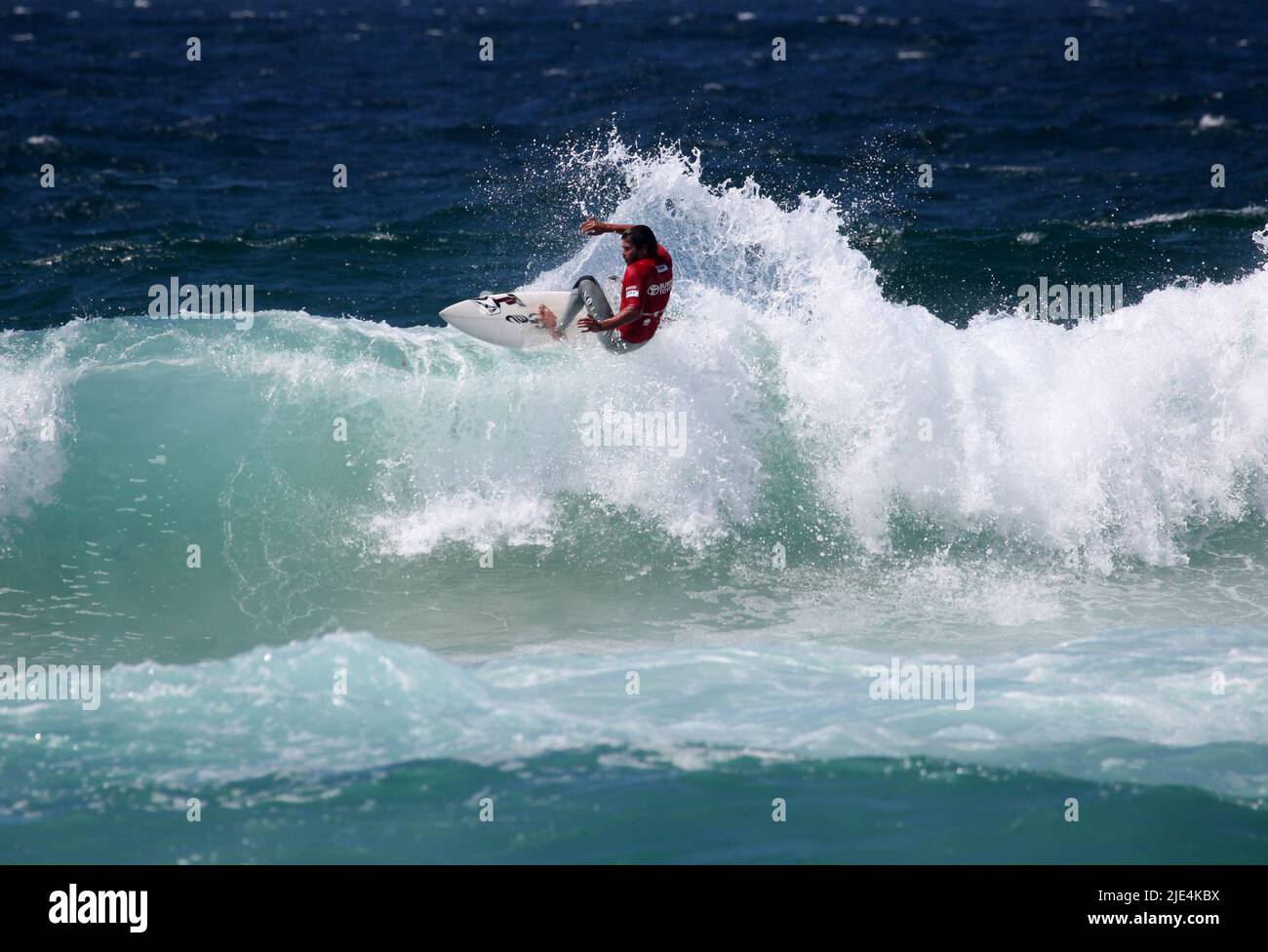 MEREWETHER BEACH - 12. MÄRZ: Jay Quinn aus Neuseeland nimmt am 4-Sterne WQS Surfest Profisurfwettbewerb Teil 12. März 2010 in Merewether, A Stockfoto