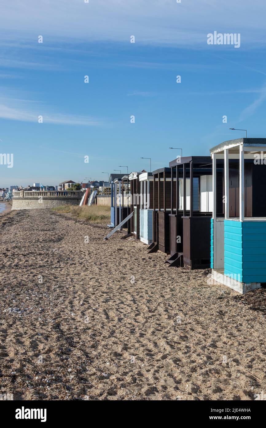 Thorpe Bay Beach, Essex, England, Vereinigtes Königreich mit Platz für Text Stockfoto