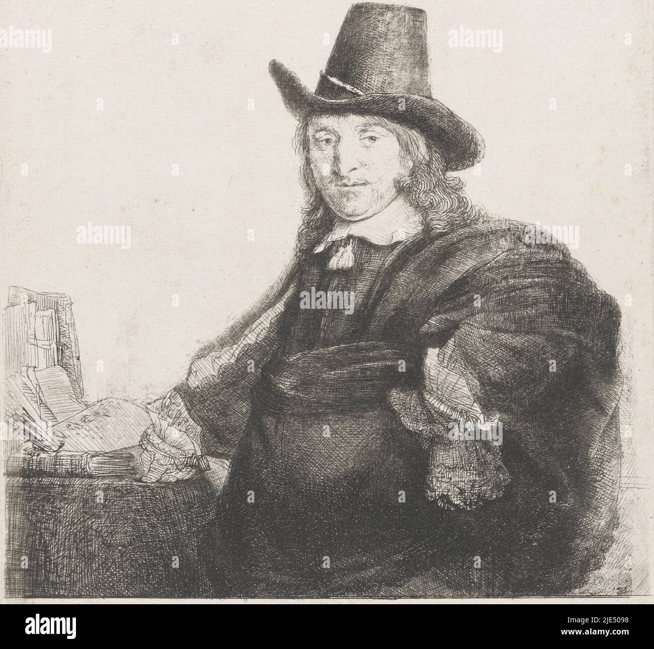 Jan Asselijn, Maler, Druckerei: Rembrandt van Rijn, (erwähnt auf Objekt), Rembrandt van Rijn, Druckerei: Anonym, c. 1647, Papier, Ätzen, Trockenpunkt, H 194 mm × B 170 mm Stockfoto