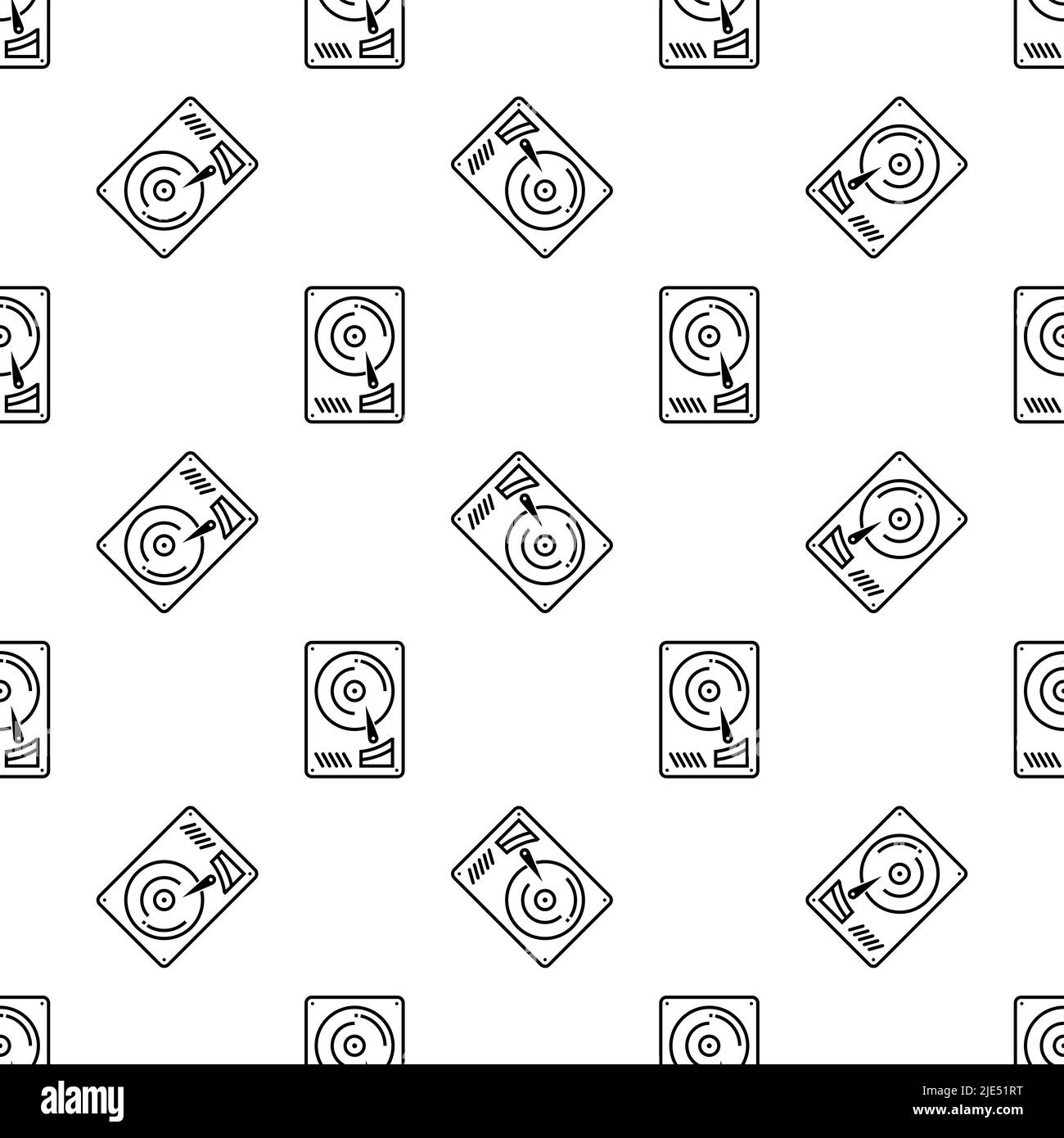 Hdd-Symbol Nahtloses Muster, Festplatten-Symbol, Computerdatenspeicher Disk Vektorgrafik Stock Vektor