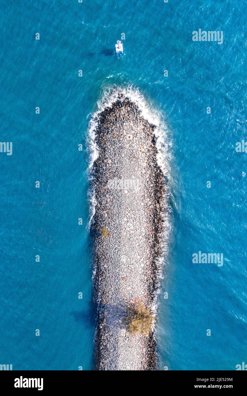 Luftaufnahme der Pak Nam Pranburi Mündung in Prachuap Khiri Khan, Thailand Stockfoto