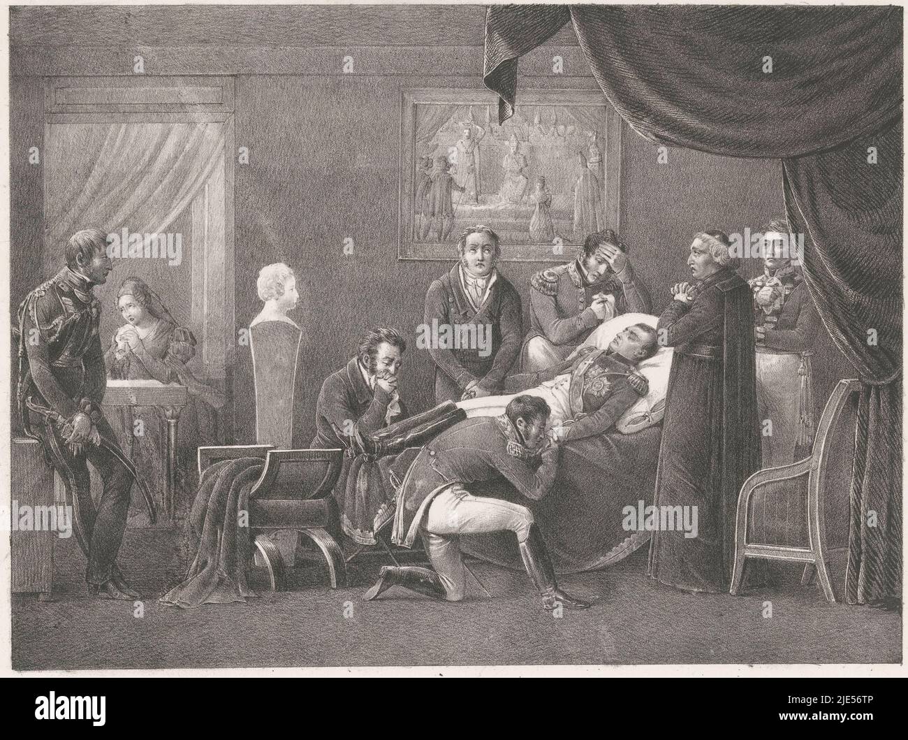 Tod Napoleons, 5. Mai 1821. Vor dem Gedicht 'Celui qui l'éternel', Tod Napoleons, 1821., Druckerei: Anonym, Belgien, (Möglicherweise), 1821 - 1825, Papier, H 356 mm × B 419 mm Stockfoto