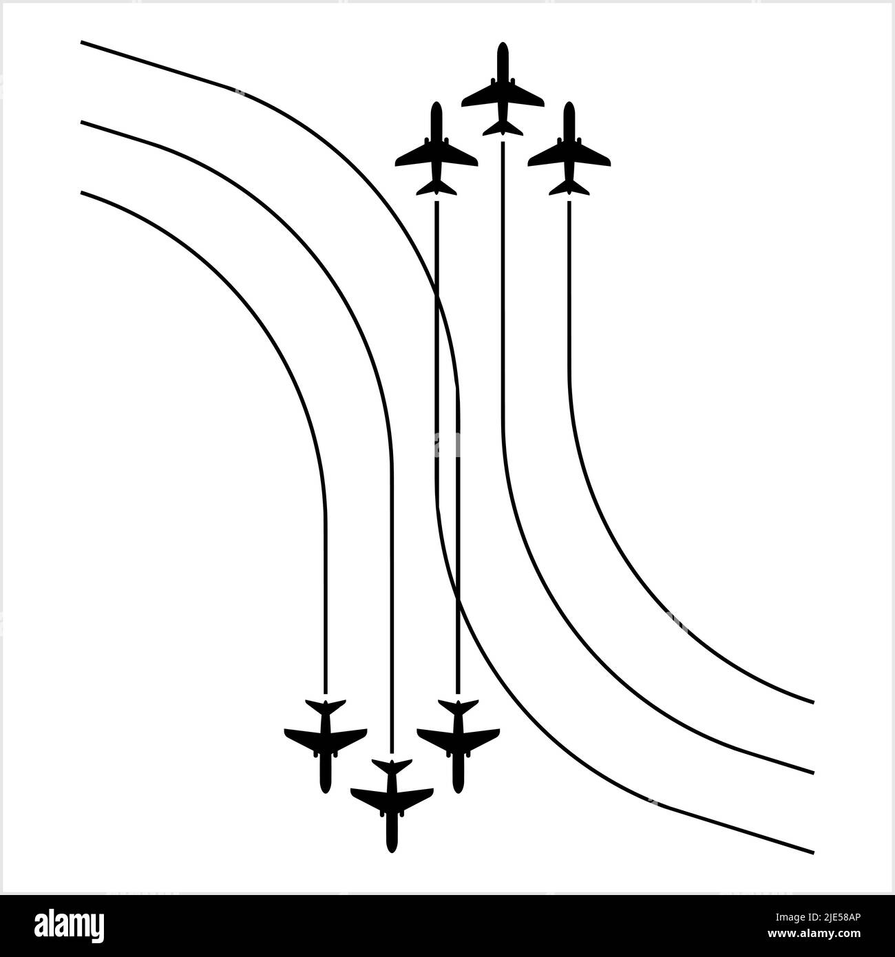 Flugzeug Flying Formation, Air Show Display, Die Disziplinierte Flug Vektor Kunst Illustration Stock Vektor