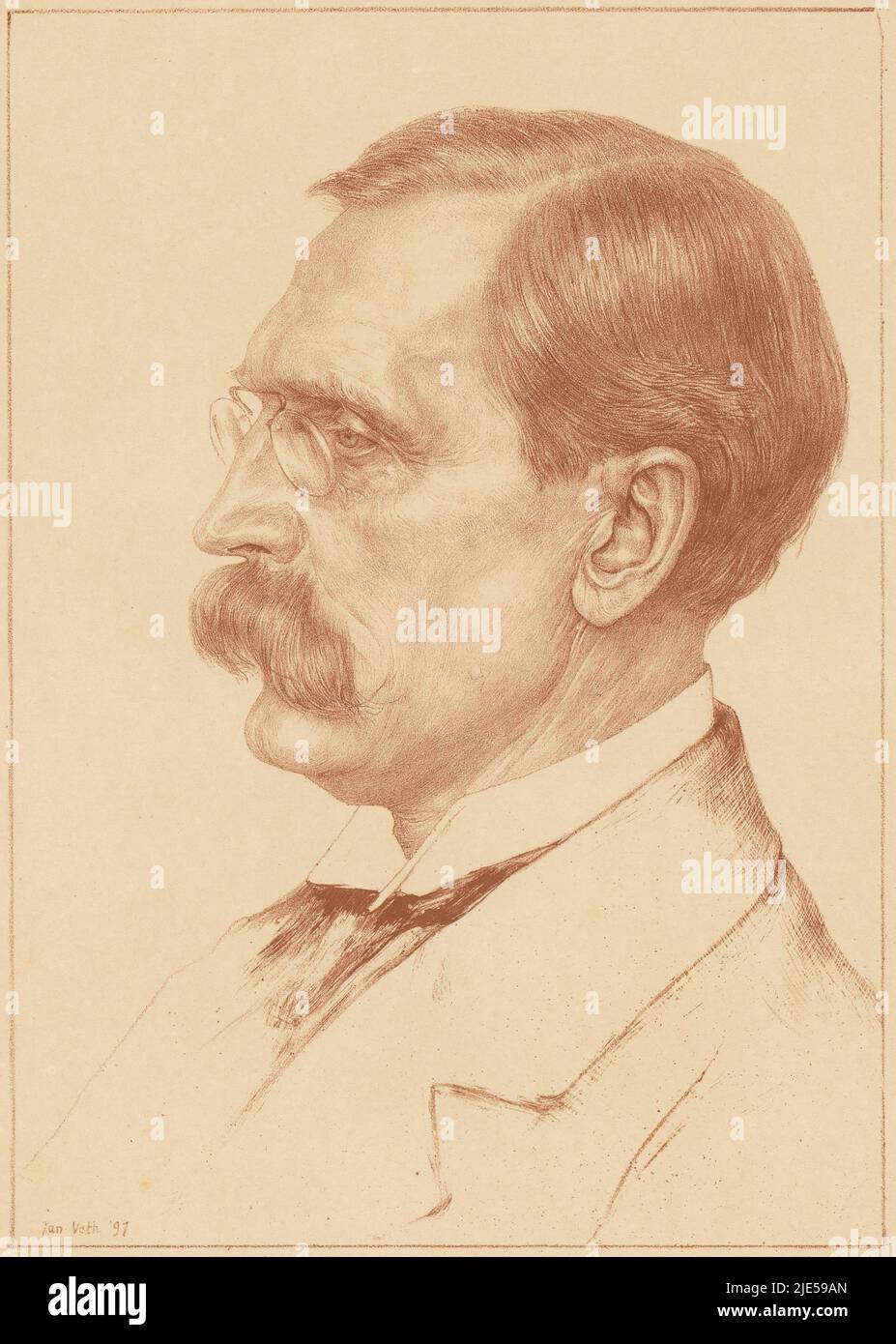 Portrait von Wilhelm von Bode Portraits of the Chronicle (Serientitel), Druckerei: Jan Veth, (auf Objekt erwähnt), Niederlande, 1897 und/oder 1898, Papier, H 371 mm - B 287 mm Stockfoto