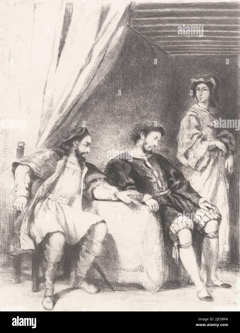 Weislingen wird gefangen gehalten von Götz Weislingen prisonnier de Goetz Götz von Berlichingen (Serientitel) Goetz de Berlichingen (Serientitel), Druckerei: Eugène Delacroix, Drucker: Victor Jacques Bertauts, (Objektbezeichnung), Paris, ab 1836 - ab 1843, Papier, H 527 mm × B 355 mm Stockfoto